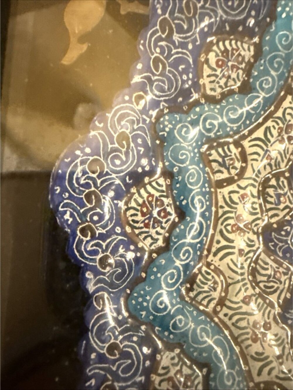 Persian "Minakatri" Handcrafted Wall Hanging Decorative Framed Plate - Picture 7 of 16